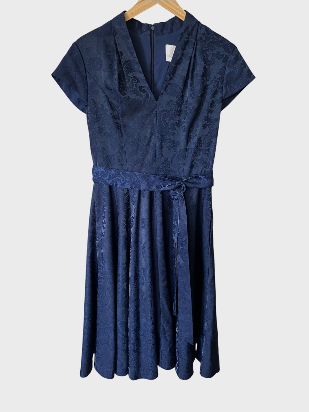 Gal meets Glam navy Fit-and-Flare Dress with Waist Tie